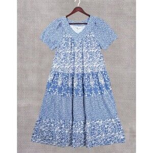 Only Necessities Women's Blue Muumuu House Dress Cotton Plus Size 30/32 3X